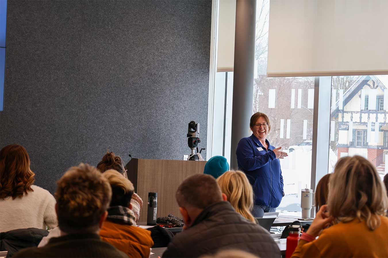Fenecia Homan talking at the South Dakota Leadership event on campus at Dakota State University. 