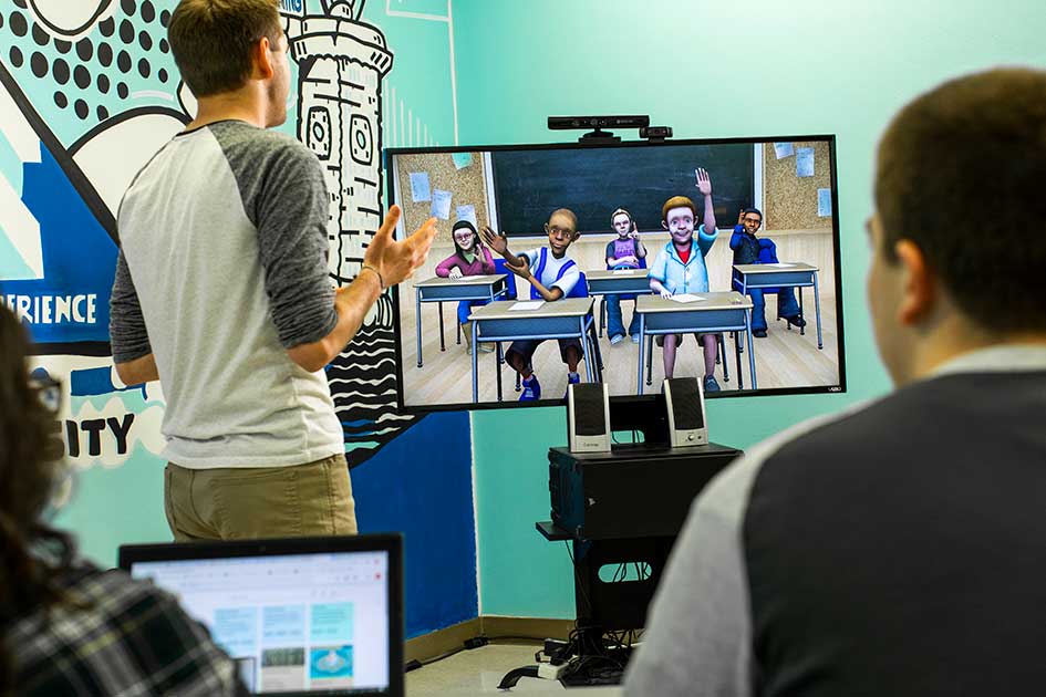 VALE image, students interacting with virtual classrooms