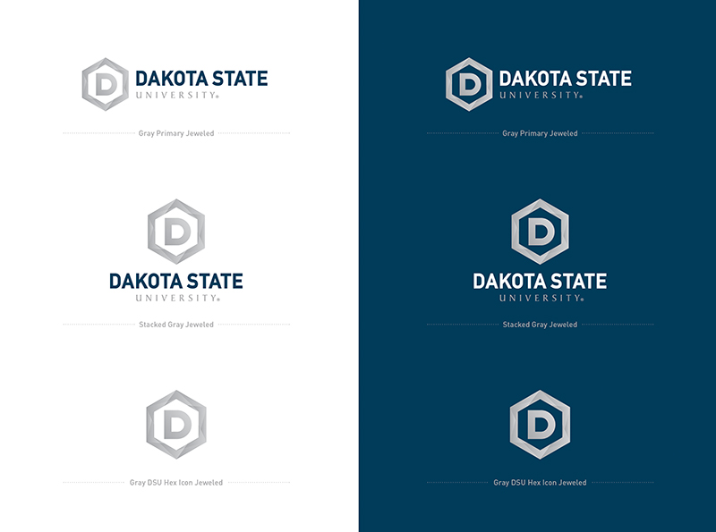 A secondary logo set incorporates a gray palette to mimic a metallic look and feel. These variations should be considered for an alternative apparel option and inspiration for interior design.