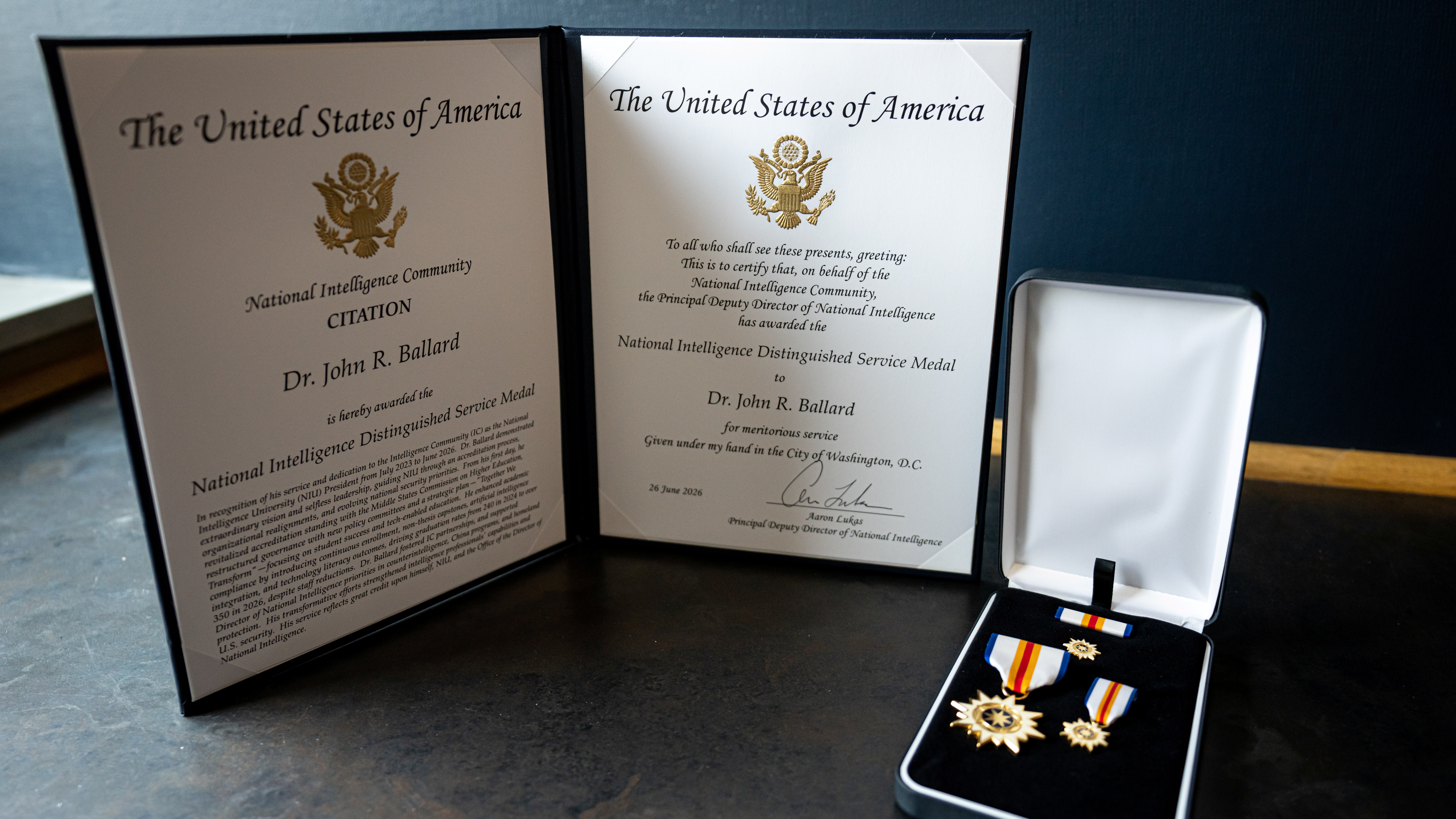 John Ballard's National Intelligence Distinguished Service Medal