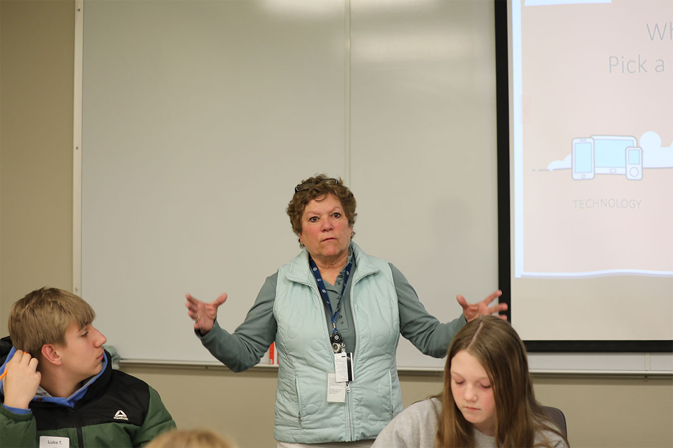 Dr. Patti Brooks teaching in a classroom at DSU.