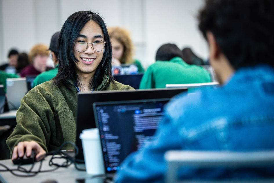 dsu ctf club student competing at ctf competition