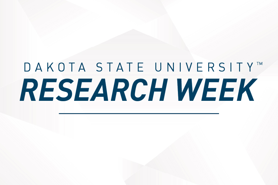 Dakota State University Research Week on white hexagon background