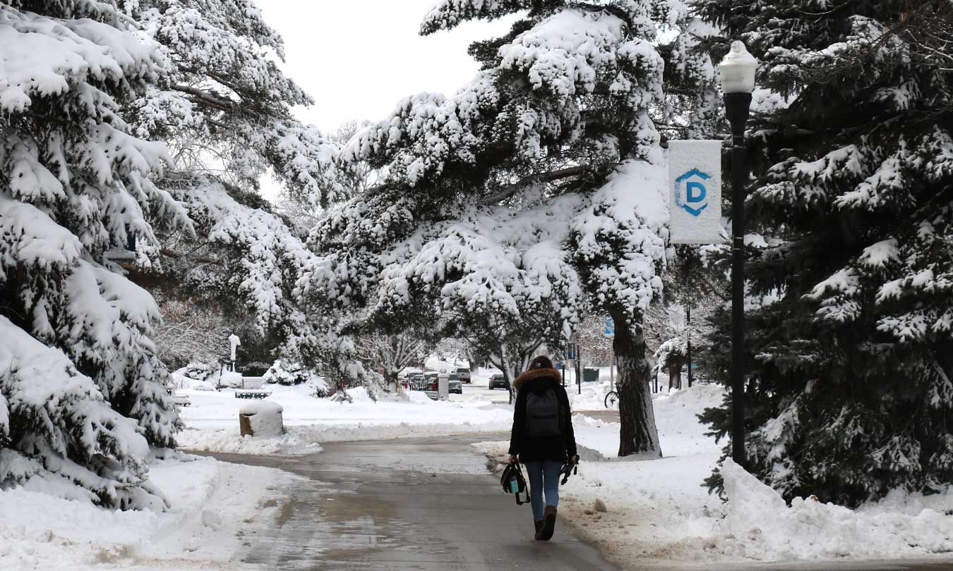 DSU Campus winter scene