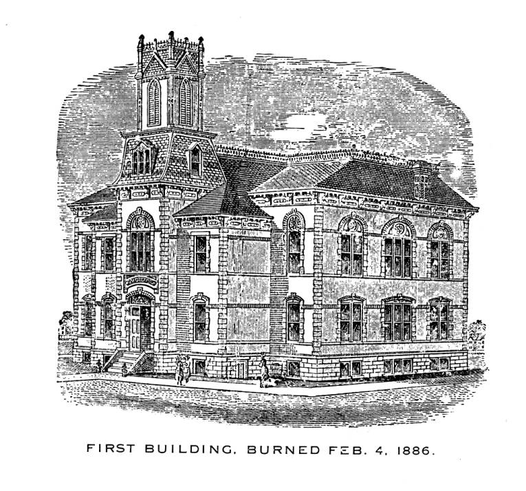 Drawing of the first building on campus