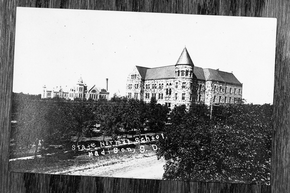 Old photograph of the Dakota State Normal School in the 1800's