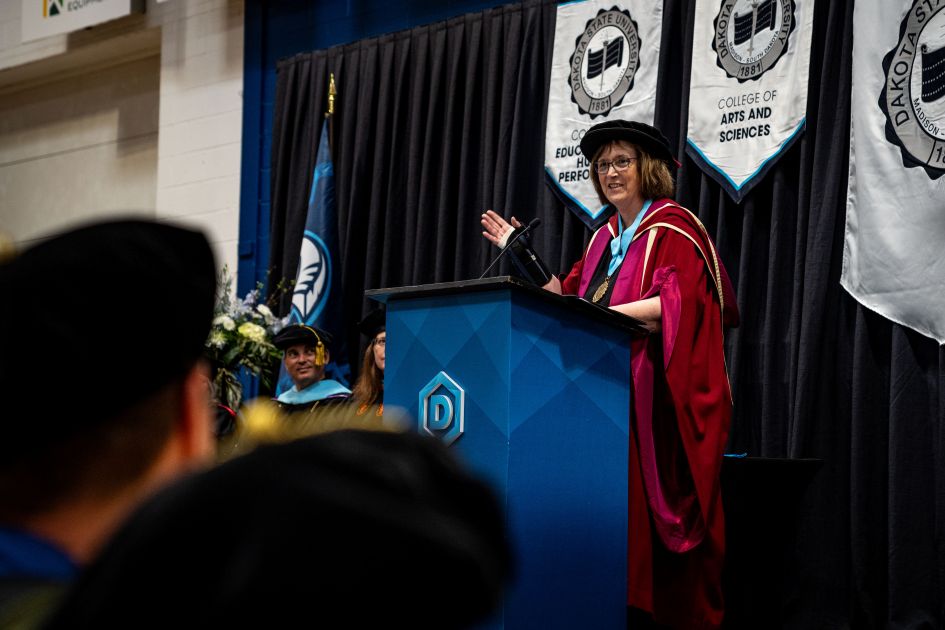 president griffiths speaking at commencement