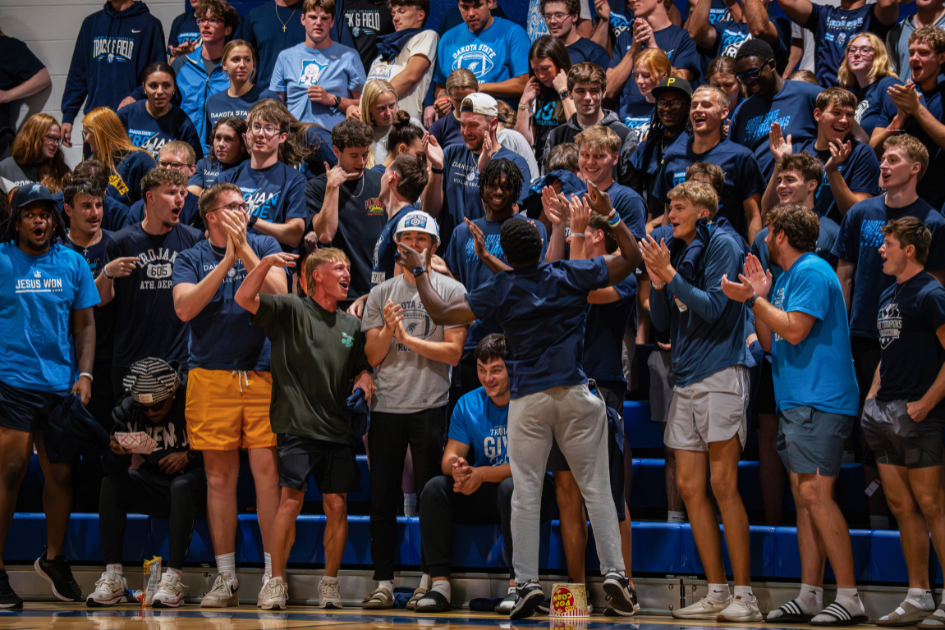 dsu student crowd shot cheering at game