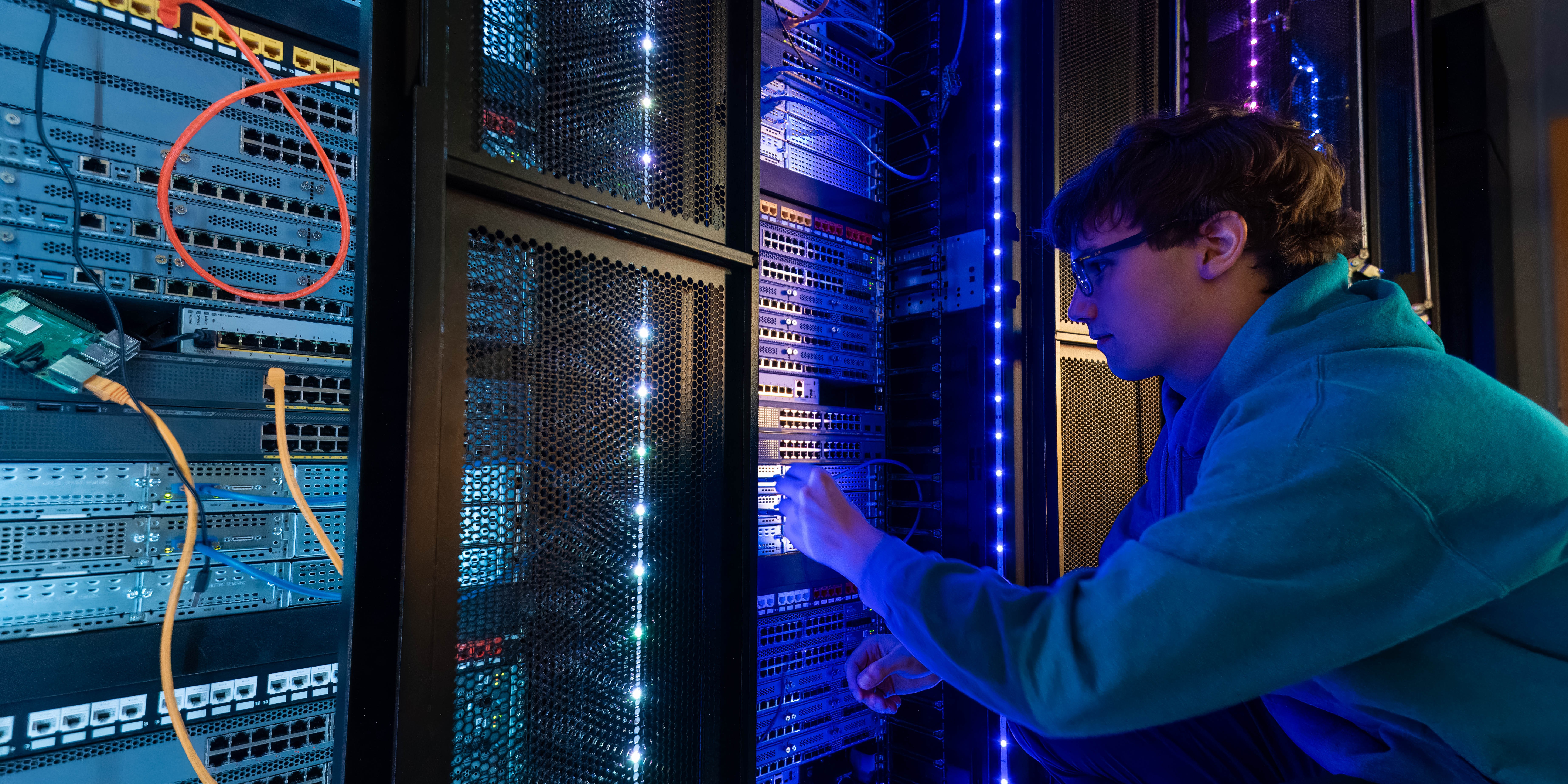 DSU student in server room