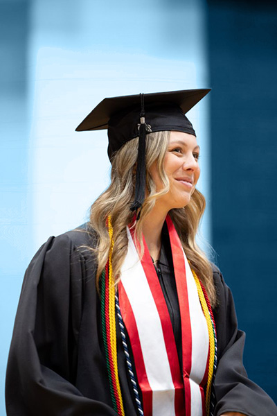 degree in three student at graduation