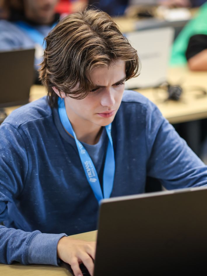 governors cyber academy student working on computer