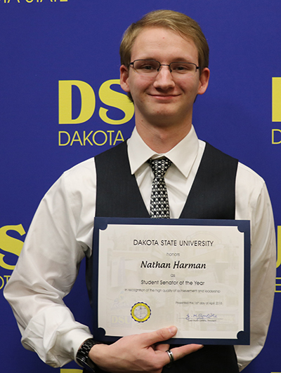 Nathan Harmer is the 2018 Student Senator of the Year.