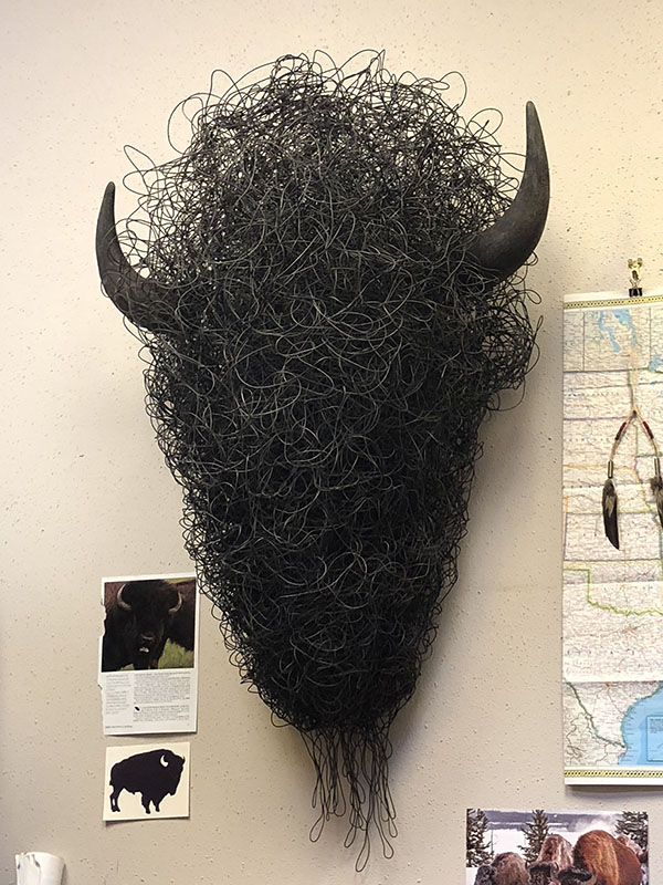 Angela Behrends bison head wire sculpture