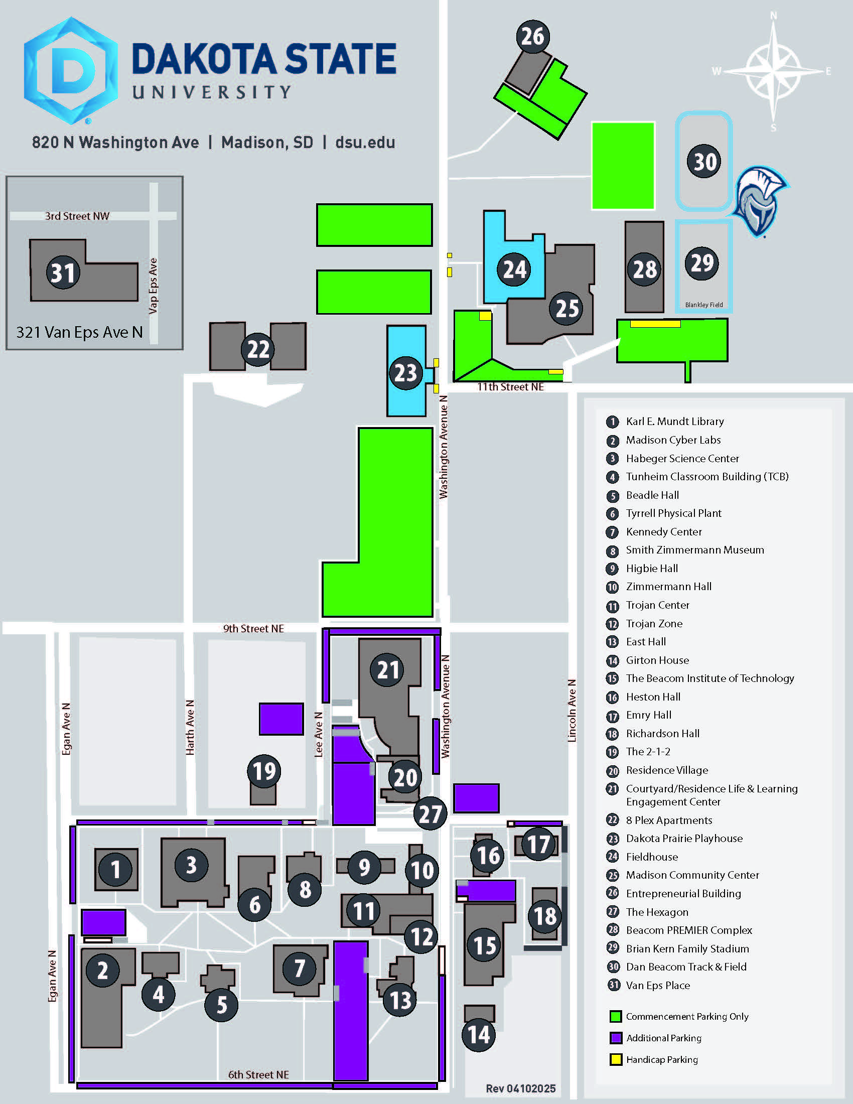 DSU commencement parking map