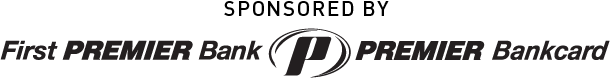 sponsored by first premier bank - black logo design provided