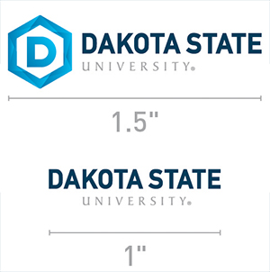 To ensure legibility of all elements, the primary university mark should never be reproduced at sizes smaller than an inch and a half (1.5) wide.  For instances where a size smaller than an inch and a half is necessary, please note the wordmark may be used at a size down to an inch.