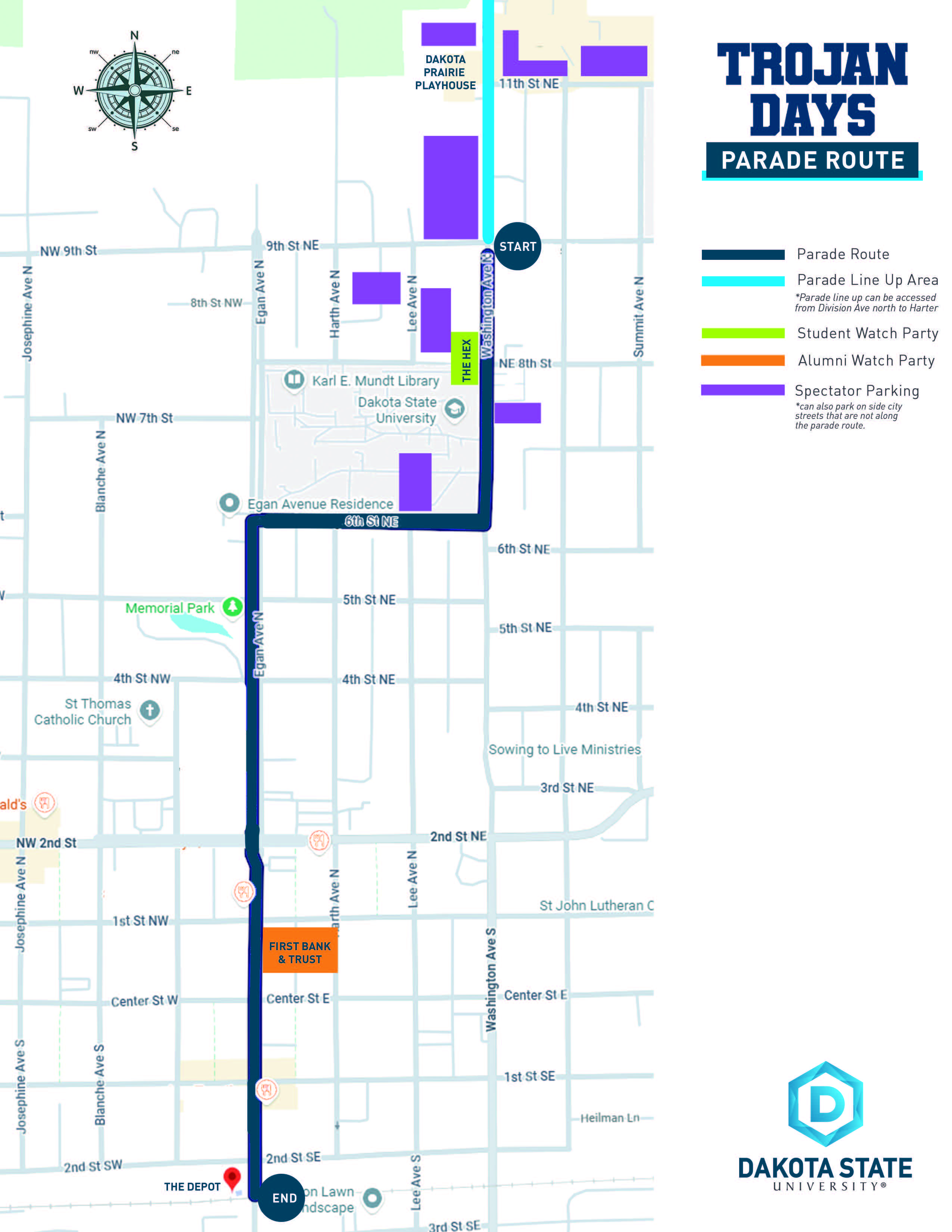 2026 Homecoming Parade route map.
