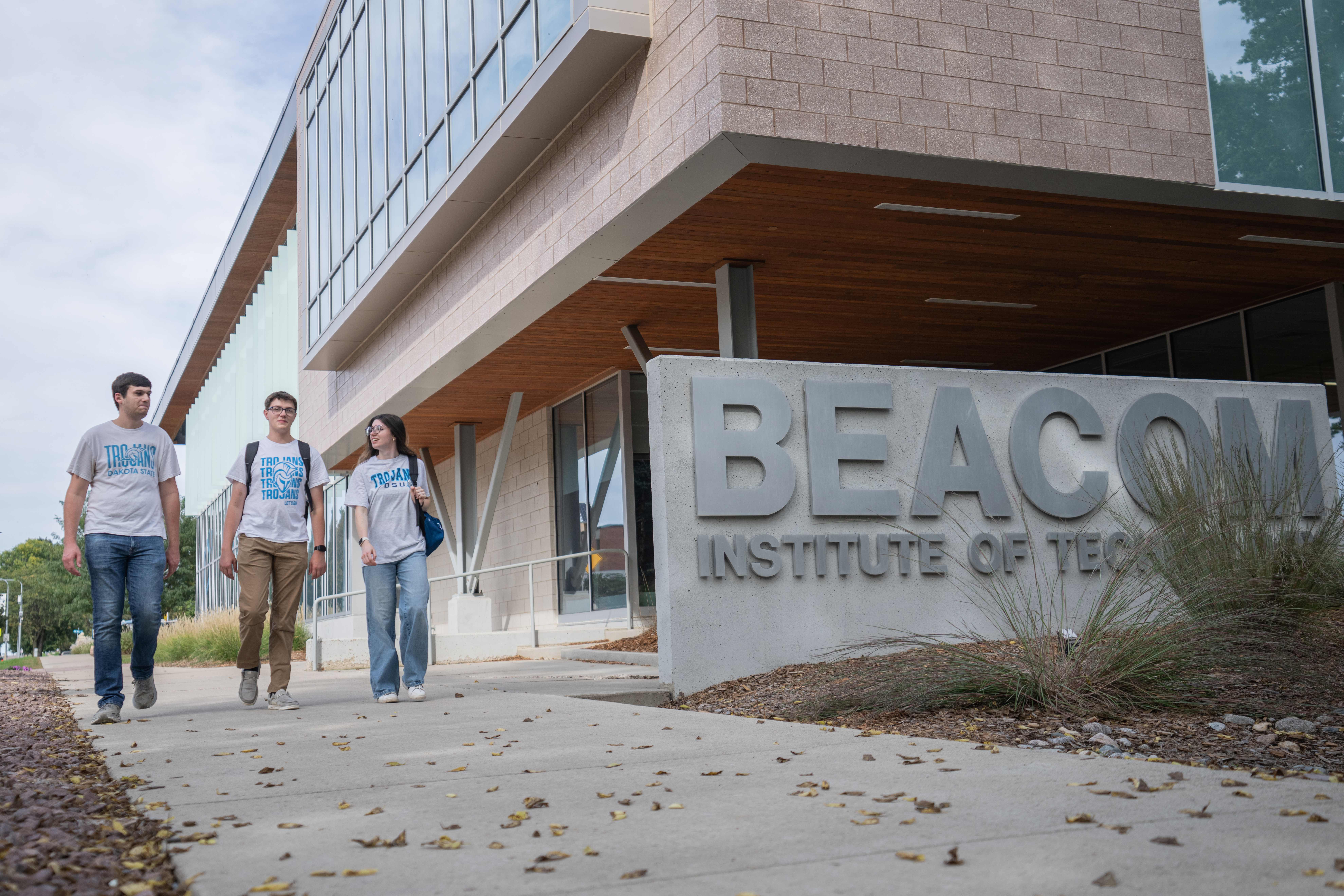 DSU students walk by The Beacom Institute Of Technology