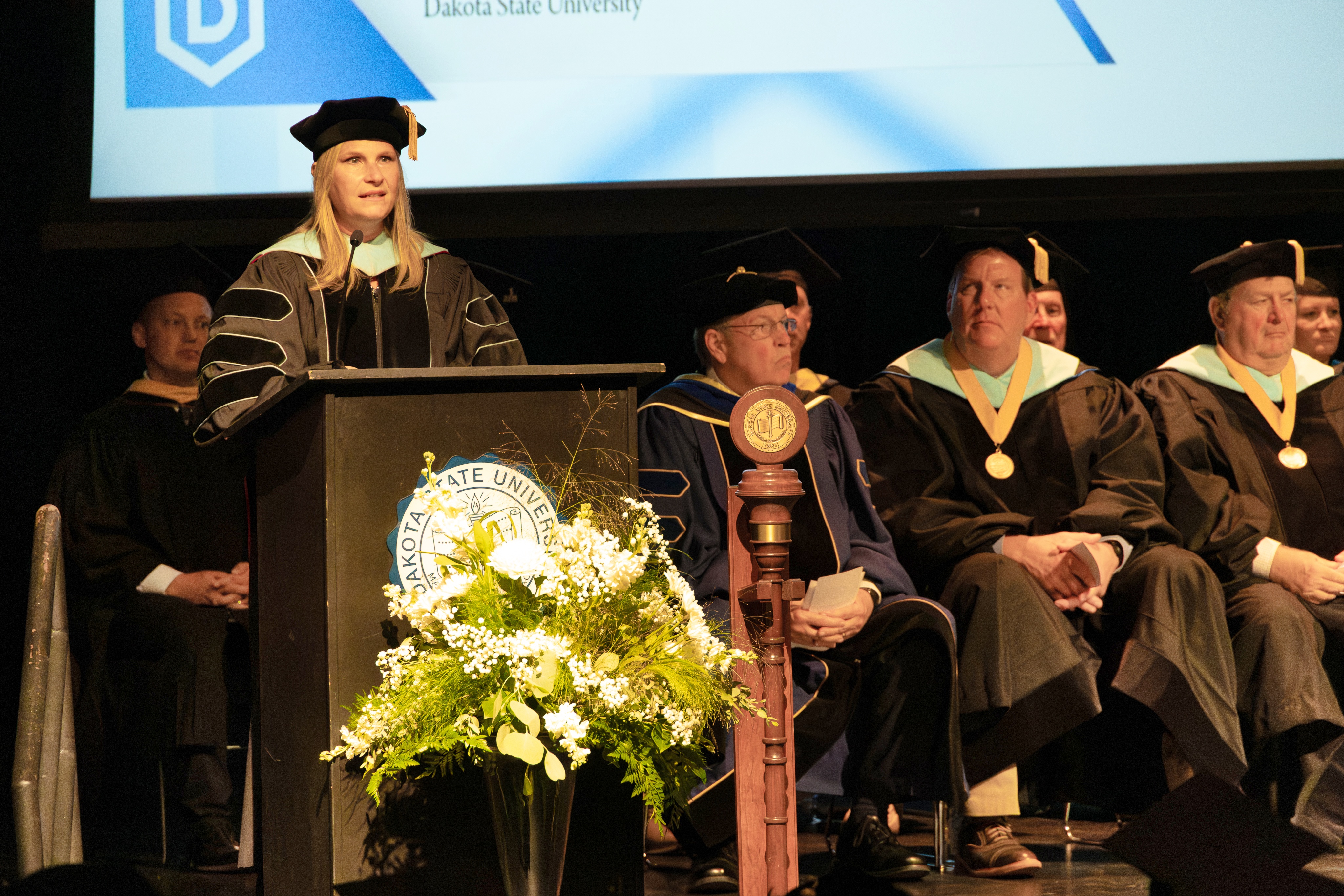 Provost Rebecca Hoey speaks at Fall Convocation.