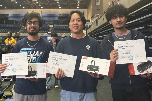 HackDavis competitors with awards.