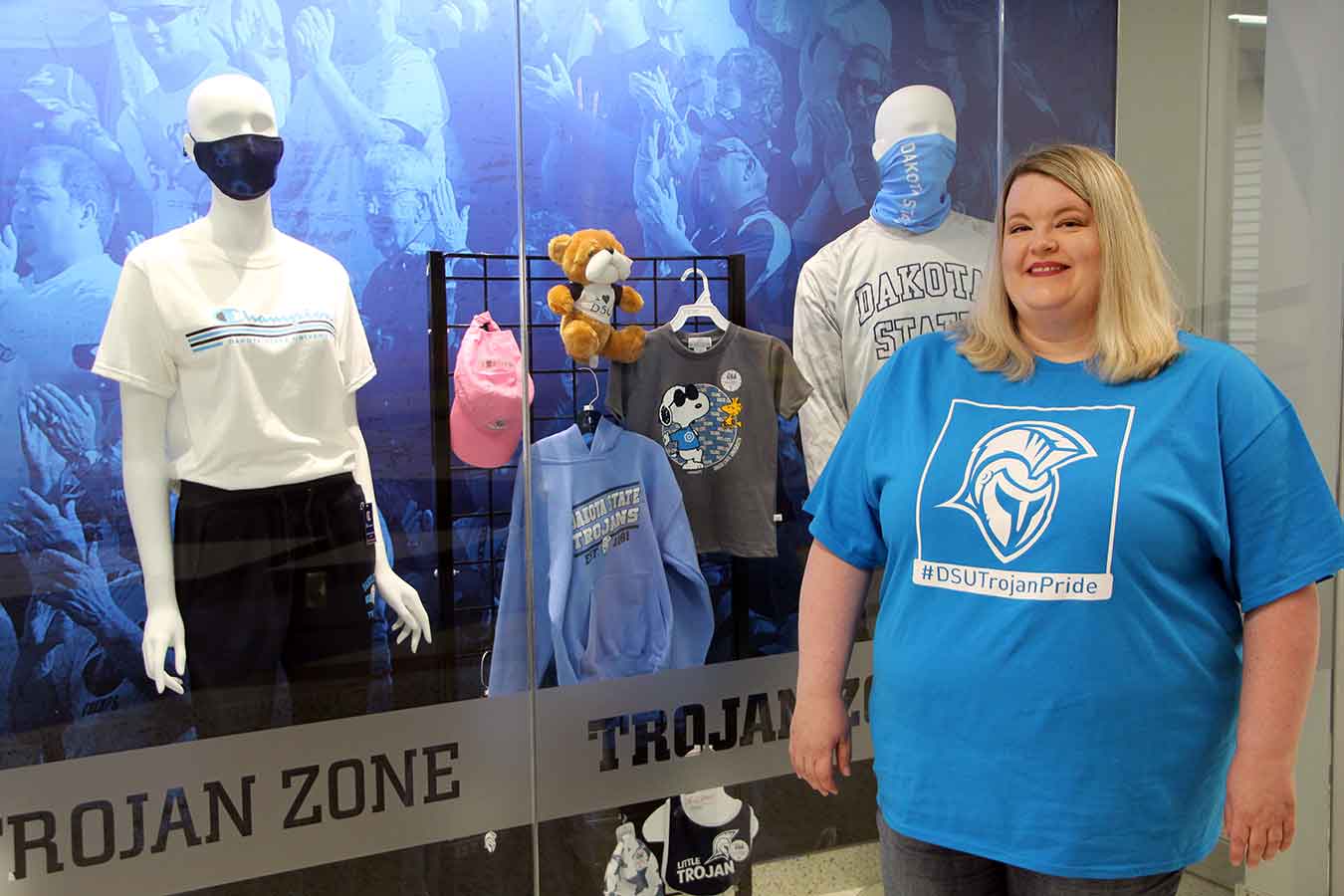 Mandy Parpart in front of the DSU Bookstore