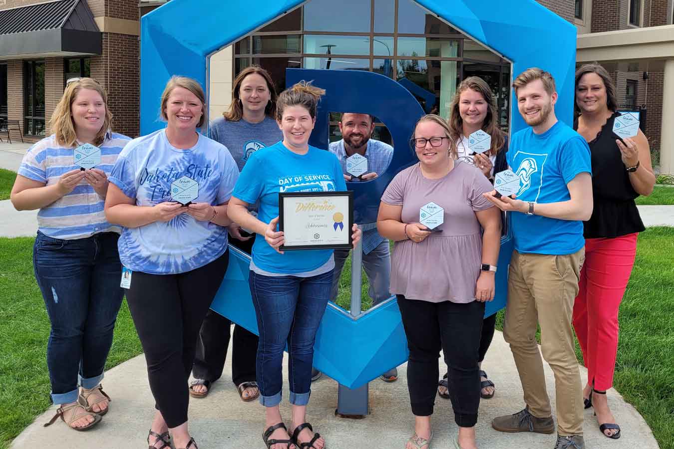 Pictured (Left to Right): Britney Jencks, Amber Schmidt, Tory Bickett, Rose O'Brien, Austin Slaughter, Bailee Matucha, Sam Heap, Micah Brandsrud, and Amy Crissinger.