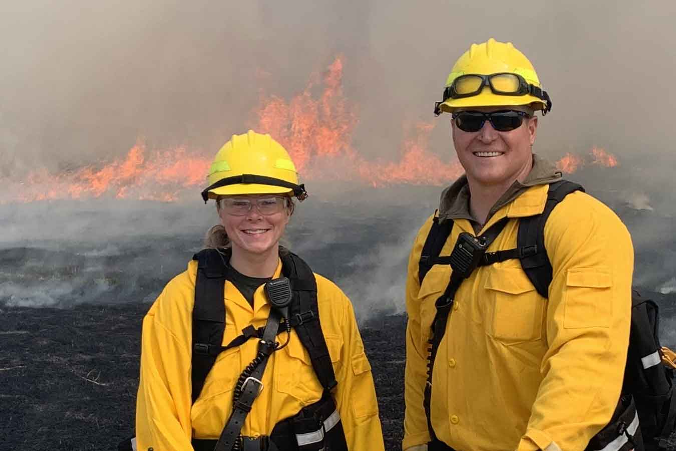 Completing the prescribed burn: Natalie assisted with completing a prescribed grass fire earlier this year. 