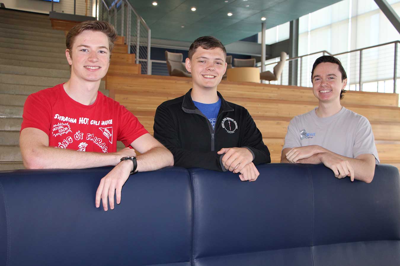 Jacob Hince, Austen King, and Shane Donahue won the Capture the Flag competition at this year’s Wild West Hackin’ Fest. Not pictured is Gaelin Shupe