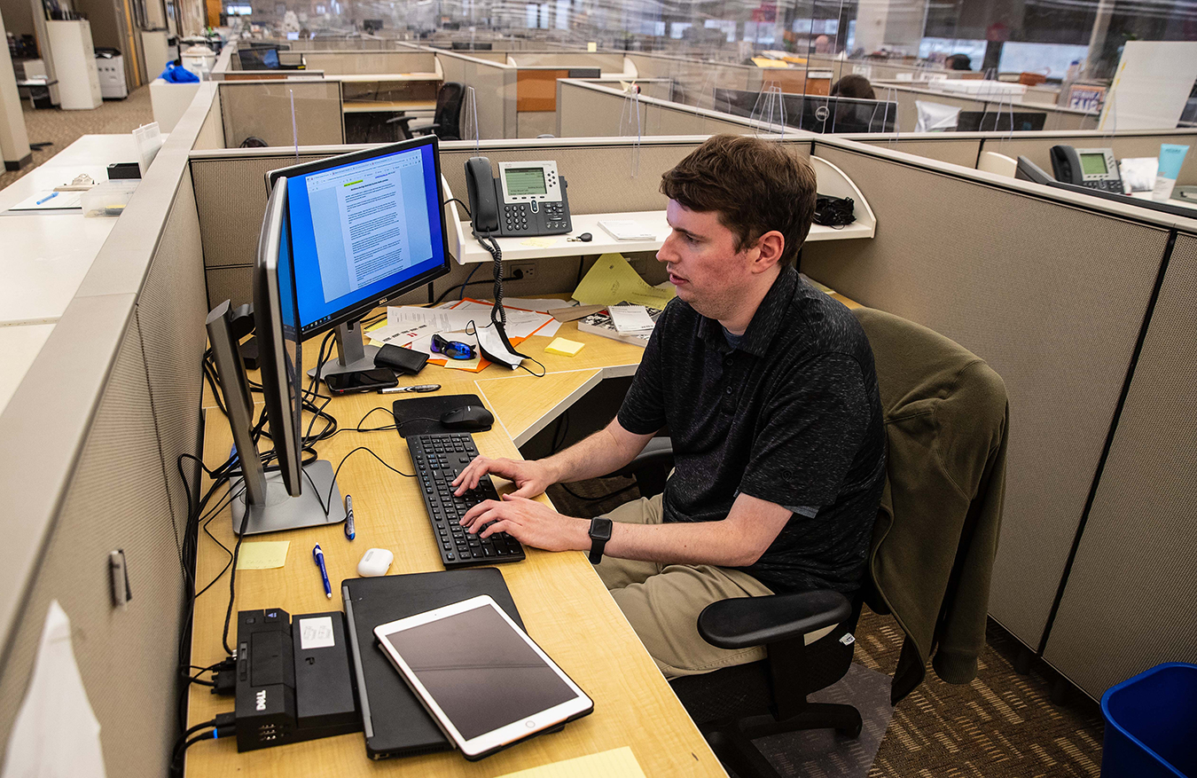 Dan Crisler at work at the Omaha World-Herald. Photo by Z Long, The World-Herald.