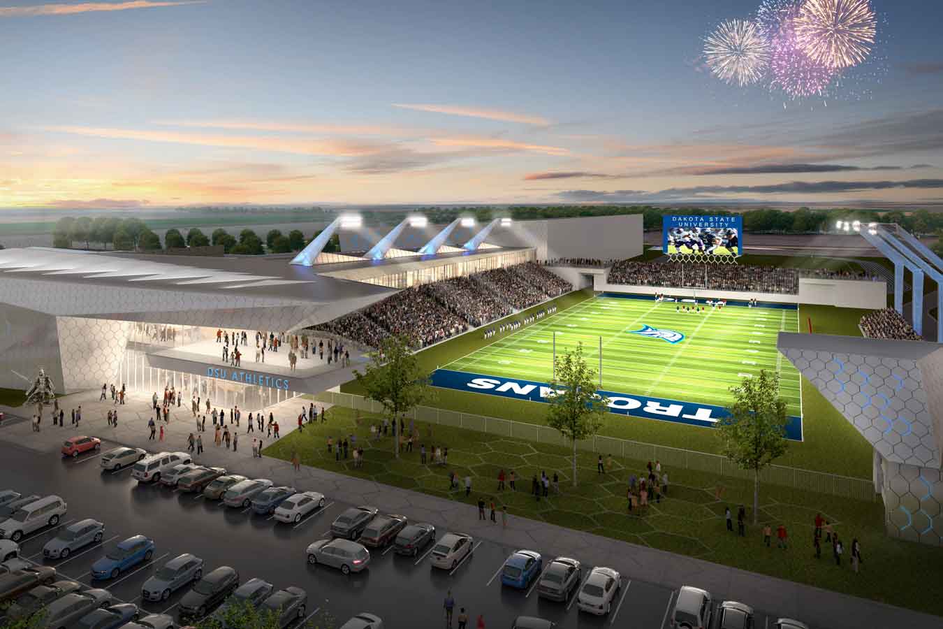 This most recent donation from Kern will help fund the multi-phase athletics complex for Dakota State. DSU is currently seeking legislative approval to build Phase I, a new athletics events center. It will also continue to provide resources for scholarships annually and to the Leslie Grayson Kern Memorial endowed scholarship.