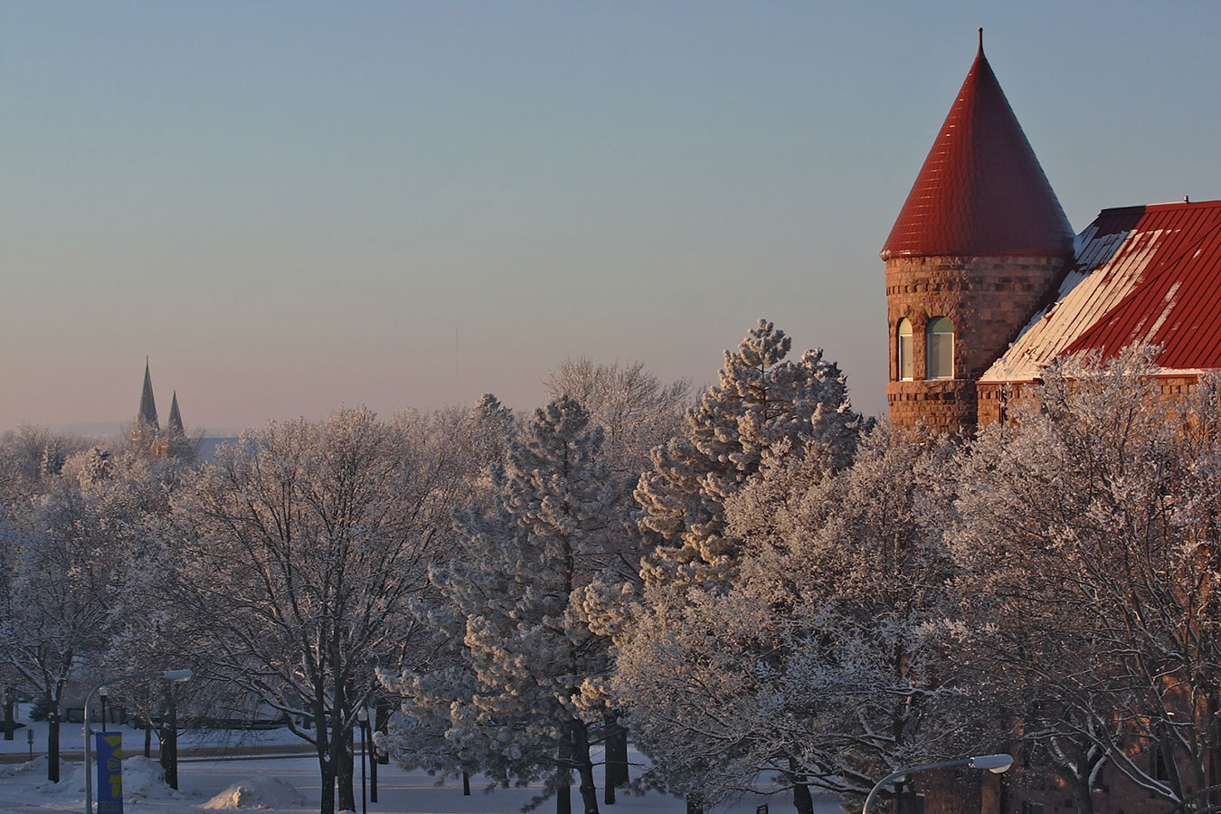 Image of East Hall at Dakota State University during winter