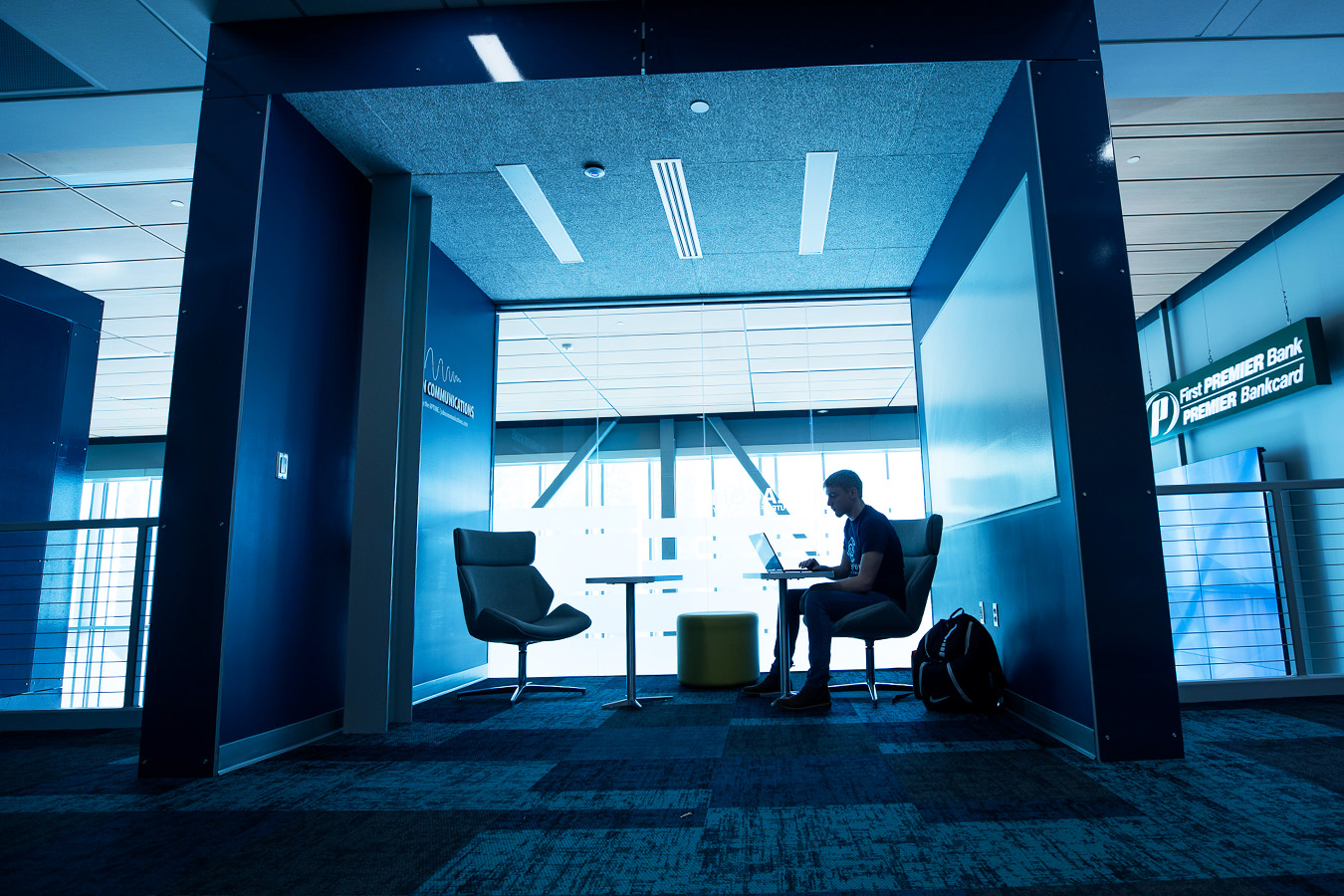 Student studying in the Beacom Building on campus