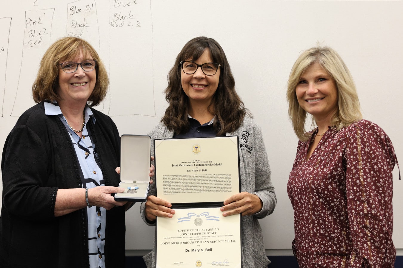 Dr. Mary Bell was recently awarded the Joint Meritorious Civilian Service Medal