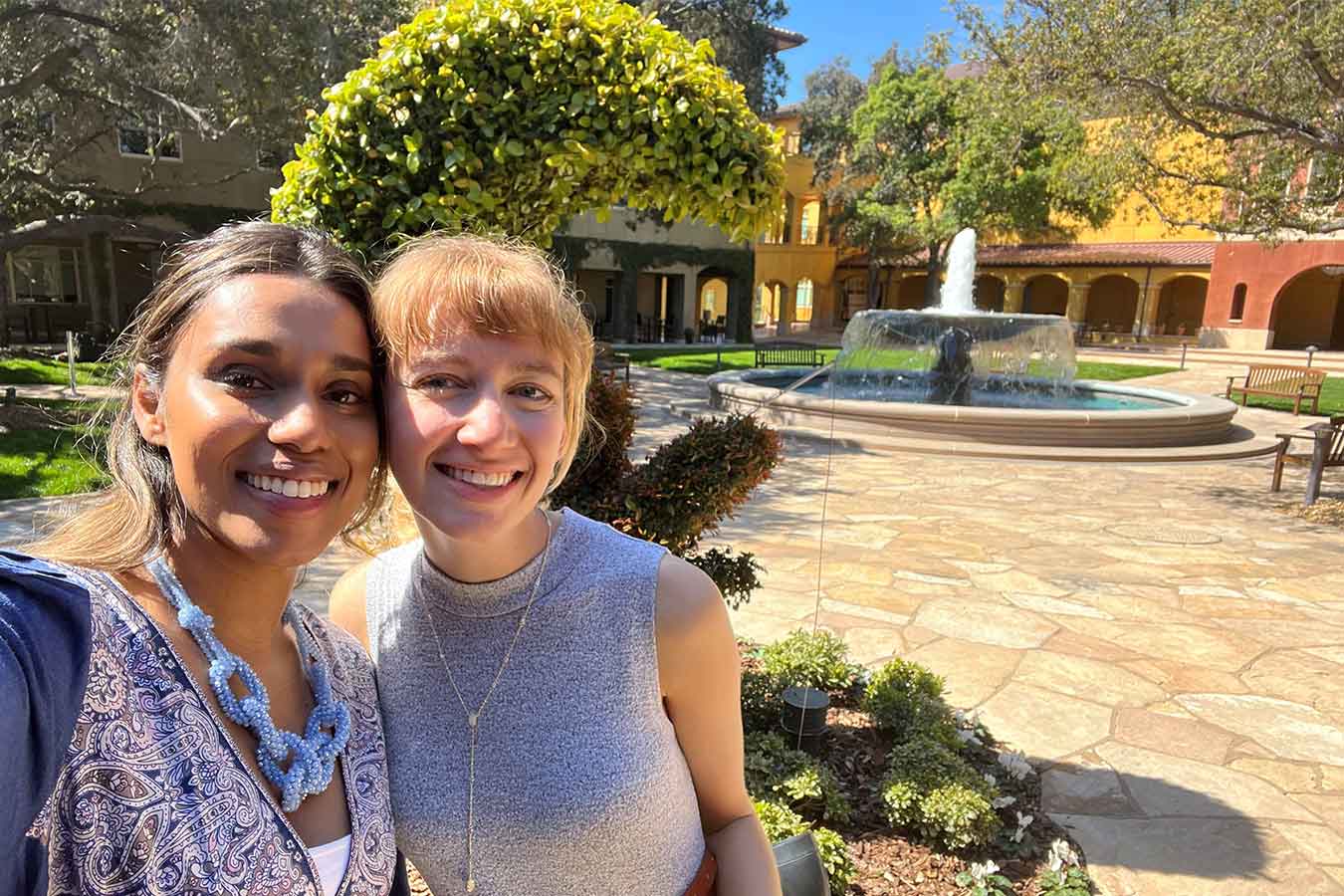 Breanne Butters (pictured right) with a coworker on the DreamWorks campus. 