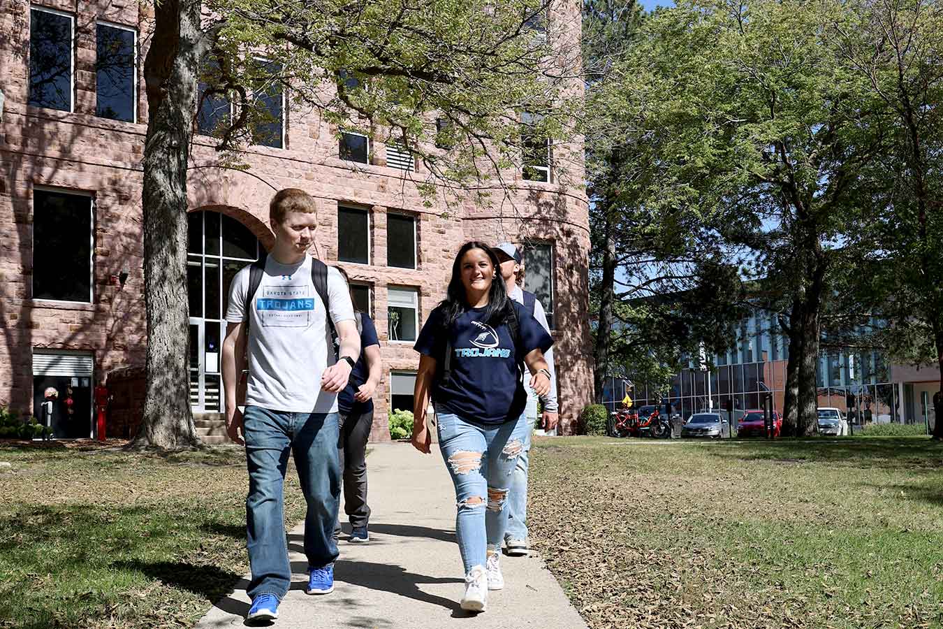 Students walking in front of East Hall. 