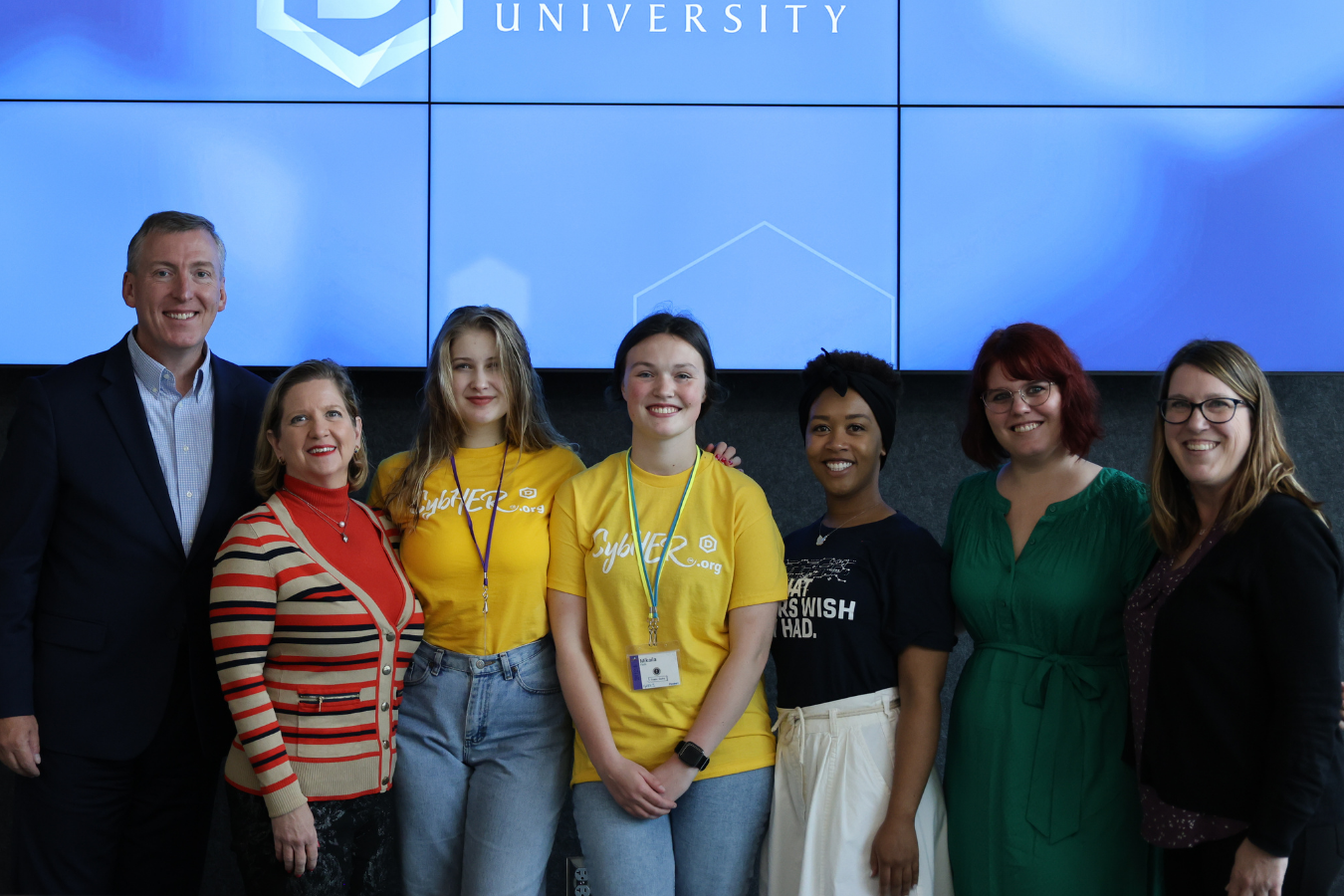 Peraton Scholarship winners at DSU: Joëlle Malacko and Mikaila Fluth are the 2024 Peraton Scholarship winners at DSU. The award was presented this summer by Peraton representatives Jeff Berlet, Cathy Johnston, Lynelle Haugabrook, Caroline Arzt, and Stefanie Hale. Not pictured is scholarship winner Keira Heider. 