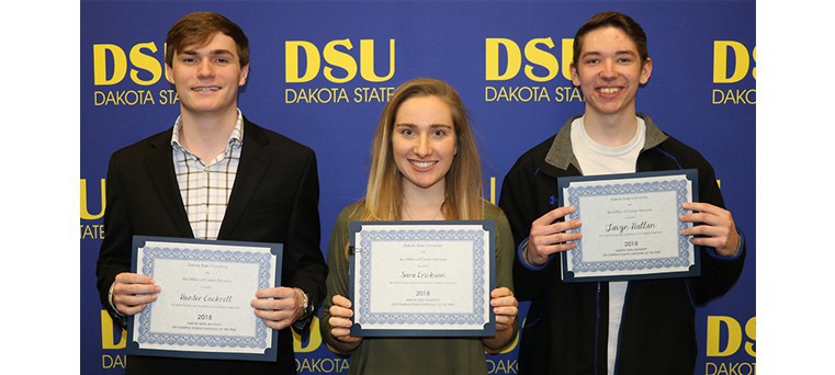 STUDENT EMPLOYEES of the year for 2018 are: Hunter Cockrell (left), Sara Erickson, and Tavyn Hallan.