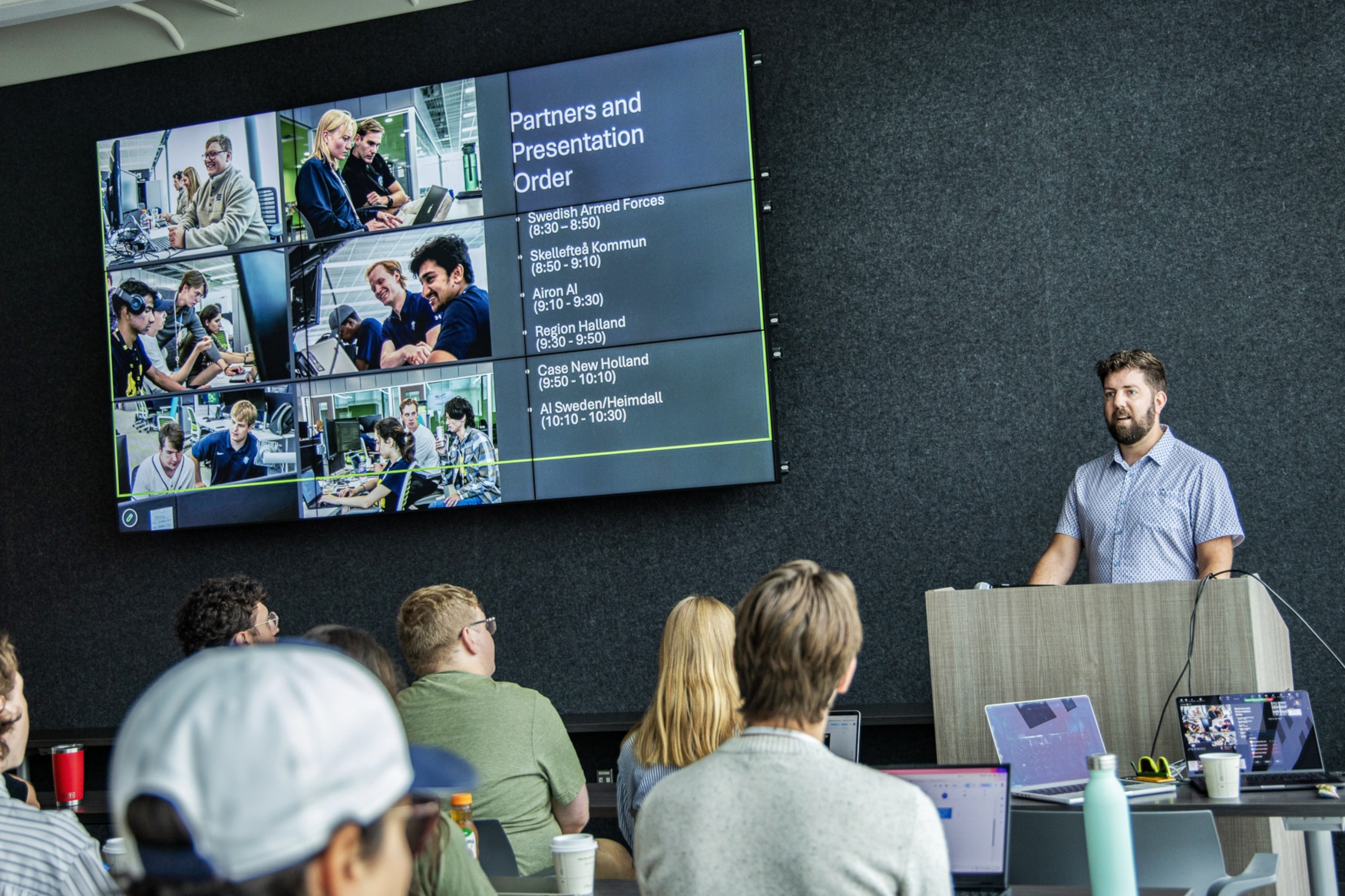 Students speak during the AI Sweden Industrial Immersion and Graduate Student Exchange Program. 