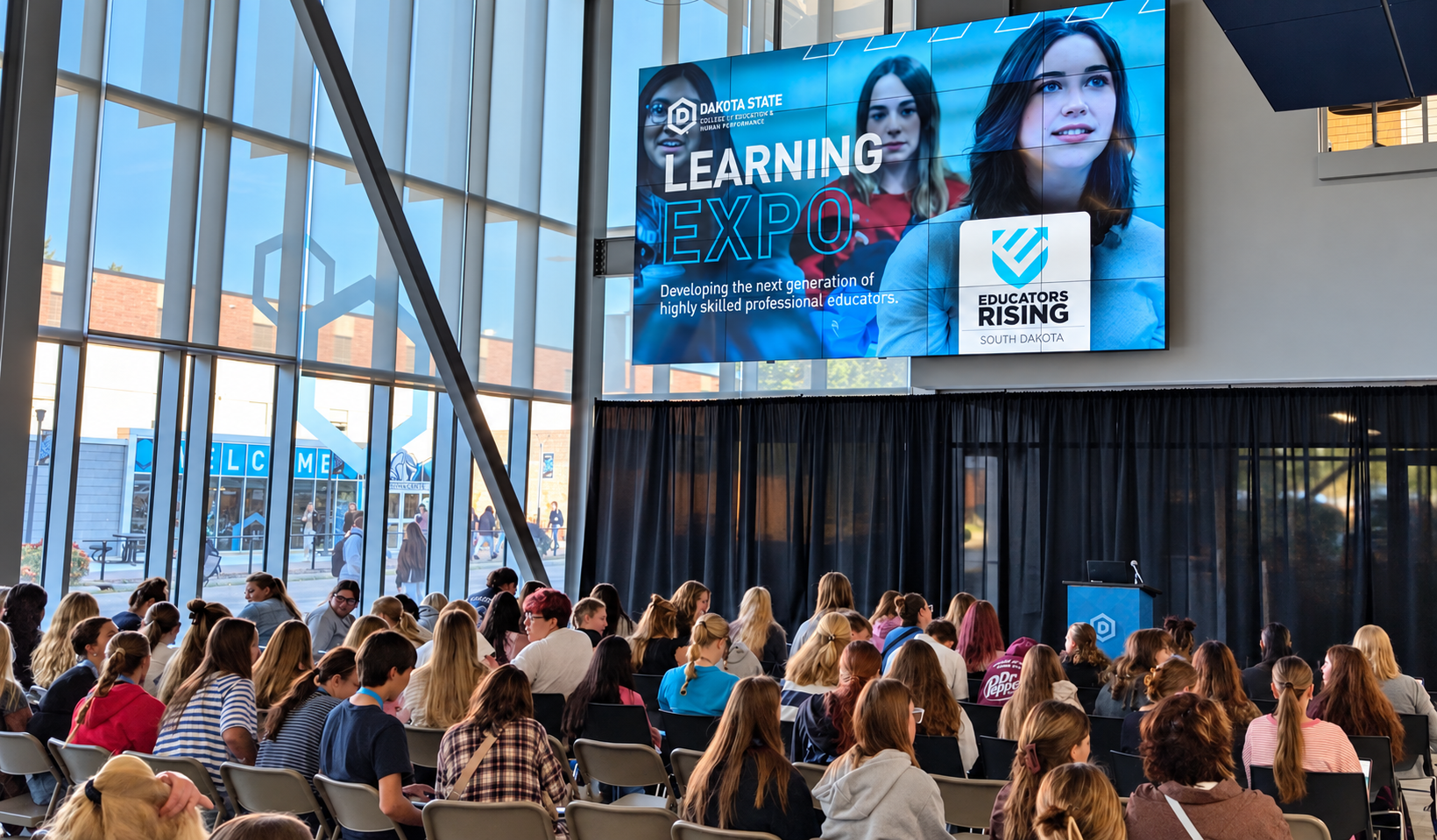 Students gathers for the Educators Rising event.