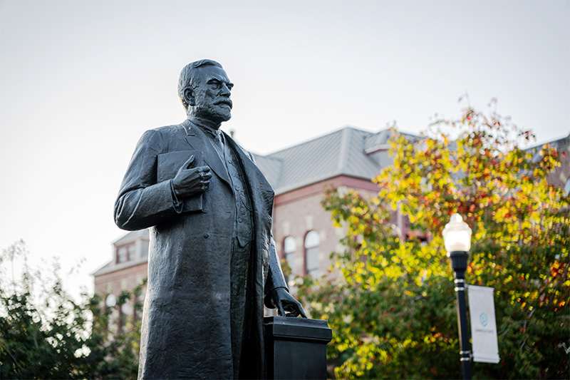 A statue of General Beadle on campus