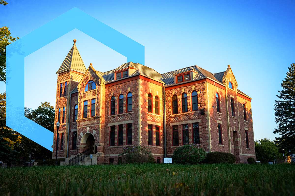 Historic Beadle Hall, a three story brick building built in 1881.