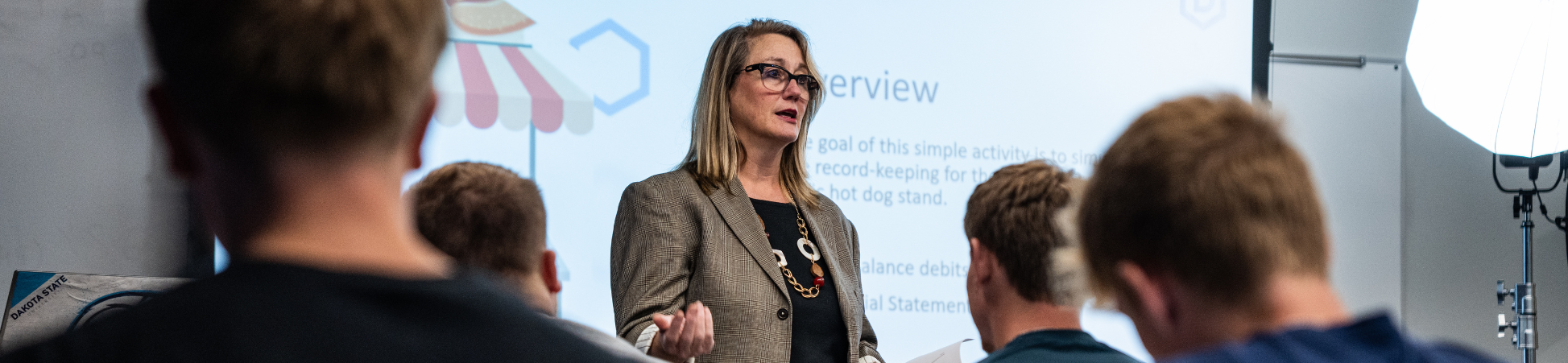 professor simmermon leading a class