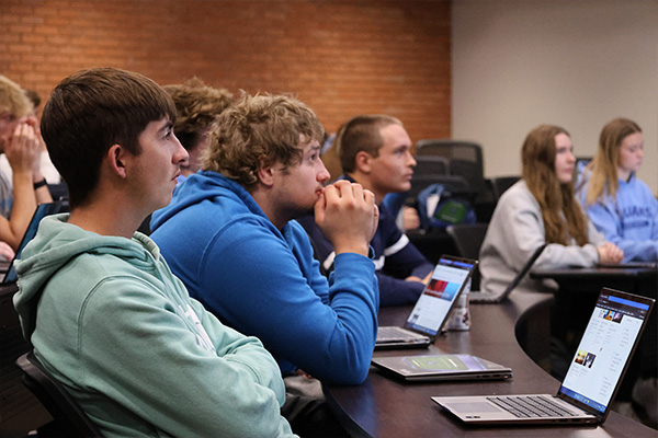 A business administration BBA students attending a lecture