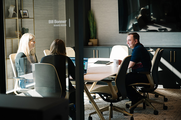 Entrepreneurial studies minor students in a conference room