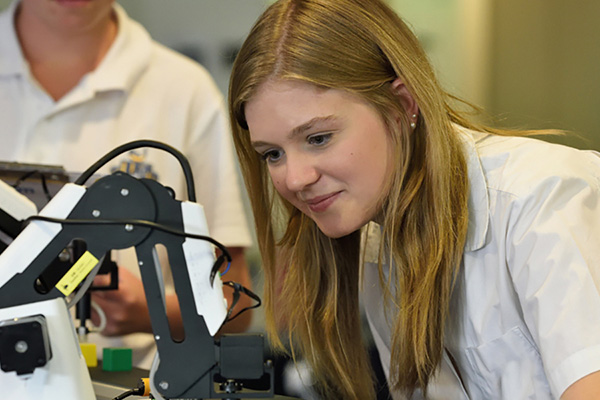 student working in lab