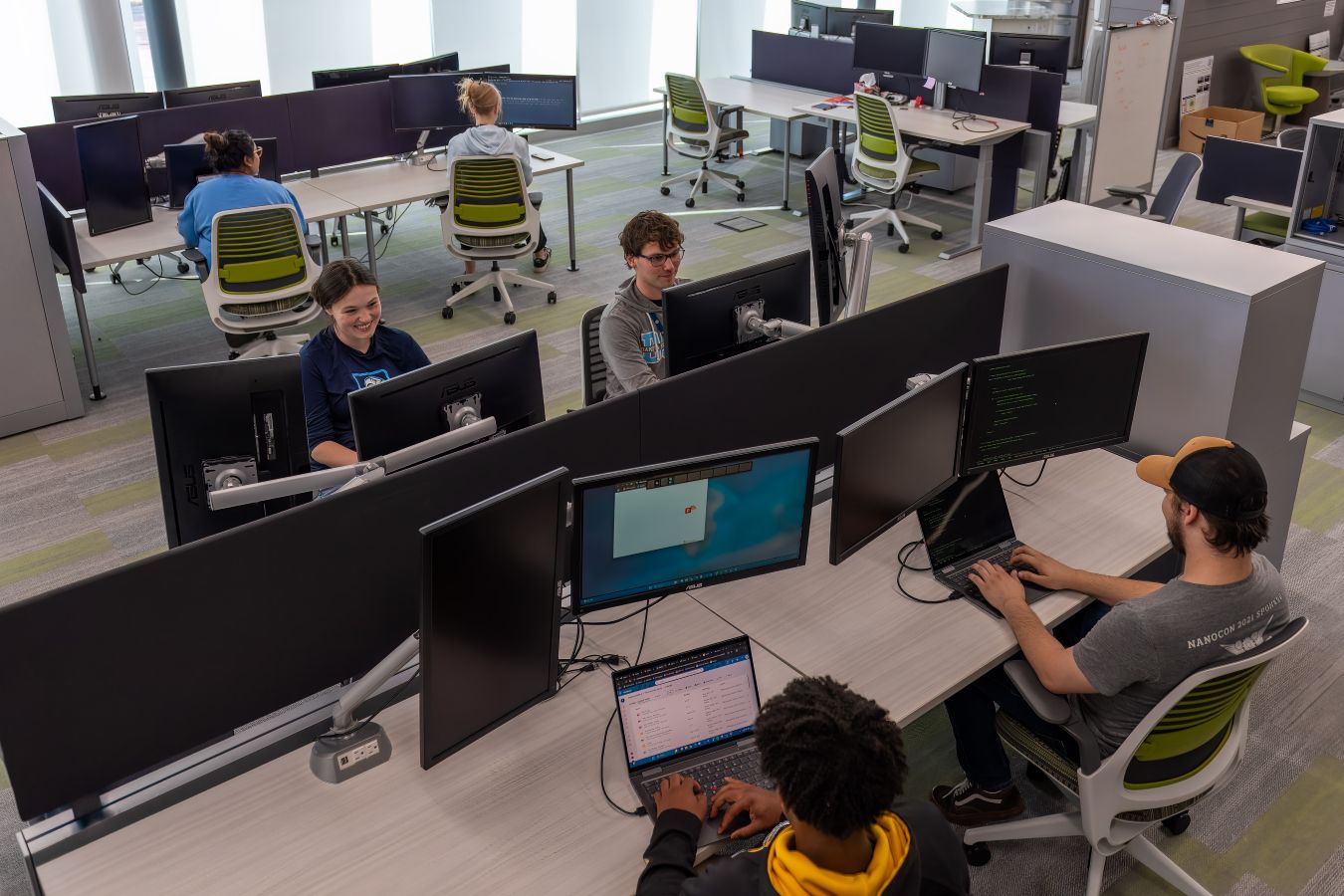 Students working on labs in MadLabs building