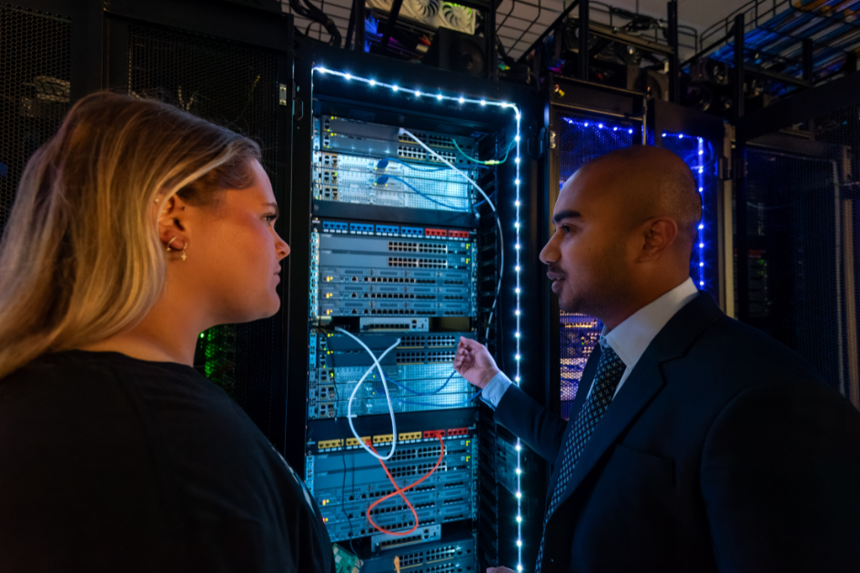 students with banner