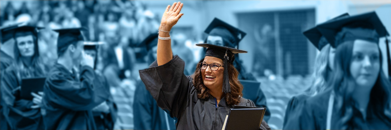 dakota state university graduate waving